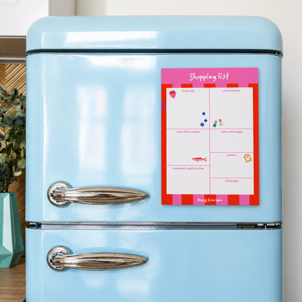 Categorised Magnetic Shopping List Pink