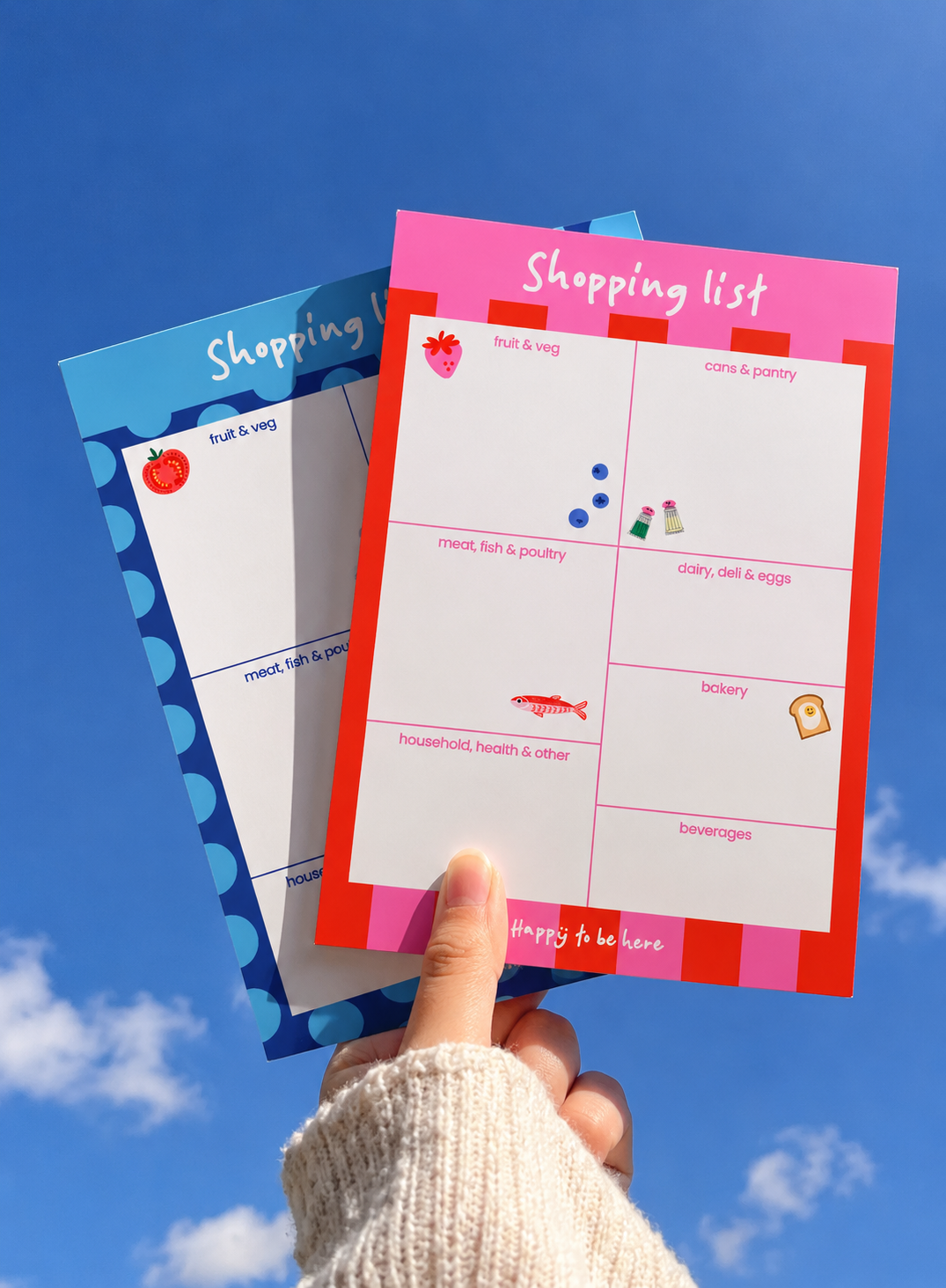 Categorised Magnetic Shopping List Pink