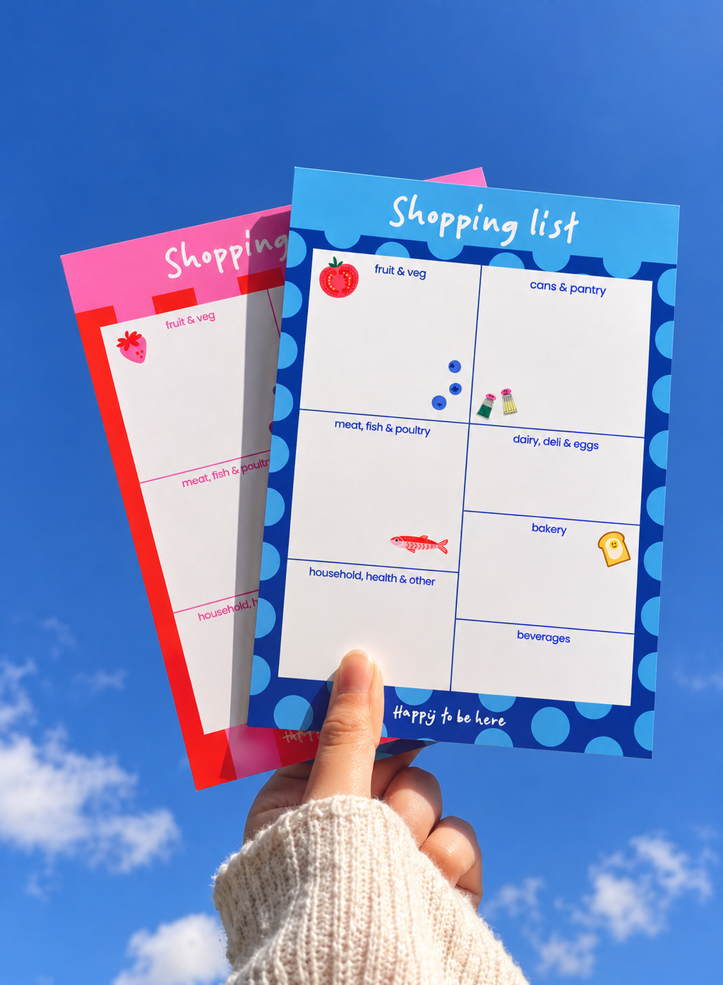 Categorised Magnetic Shopping List Blue