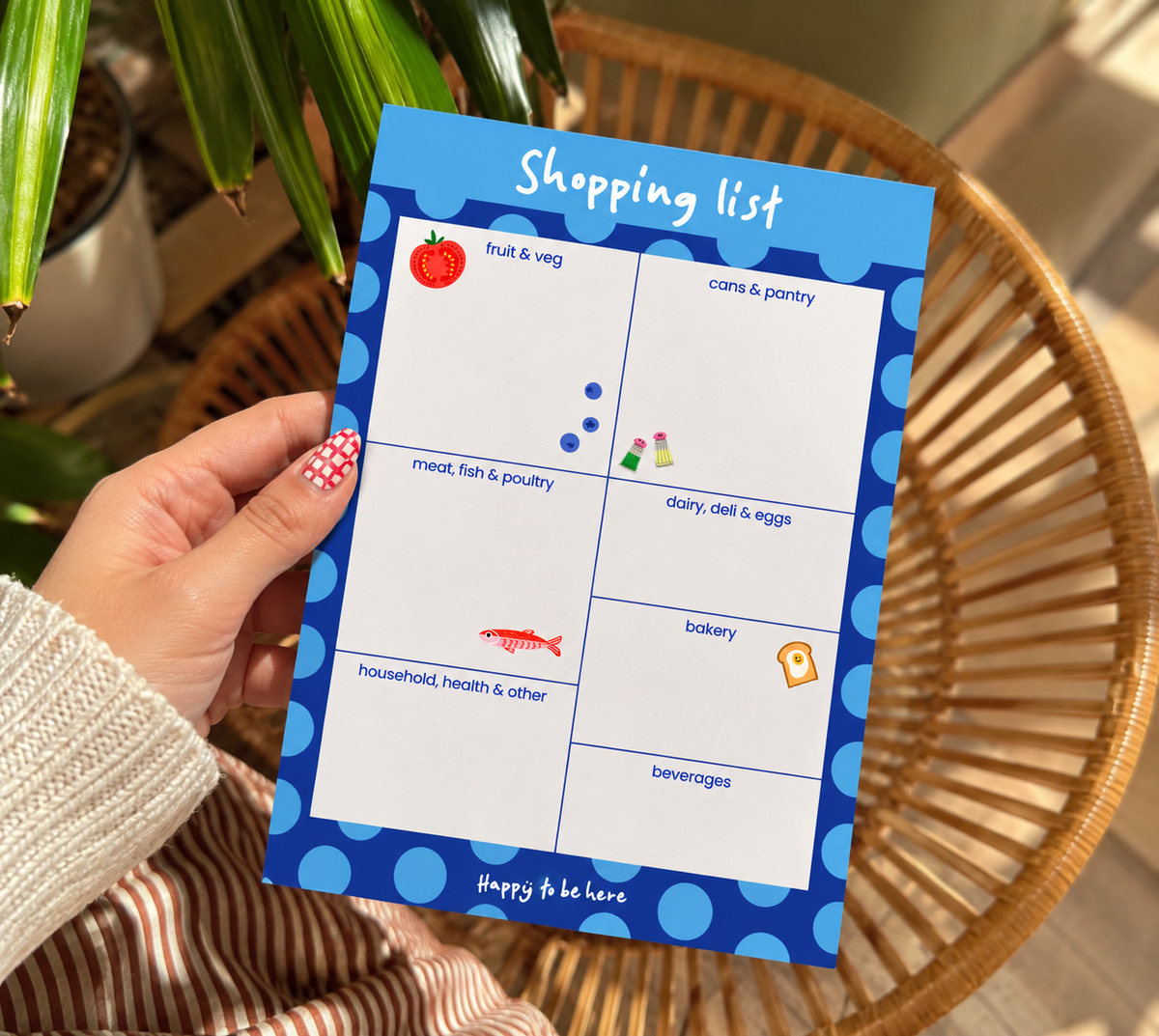 Categorised Magnetic Shopping List Blue