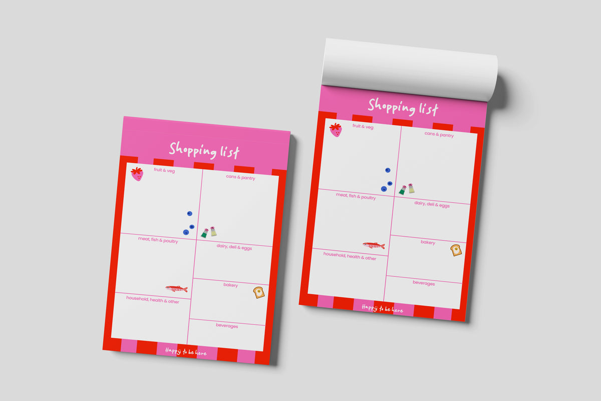 Categorised Magnetic Shopping List Pink