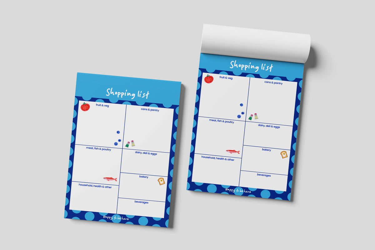 Categorised Magnetic Shopping List Blue